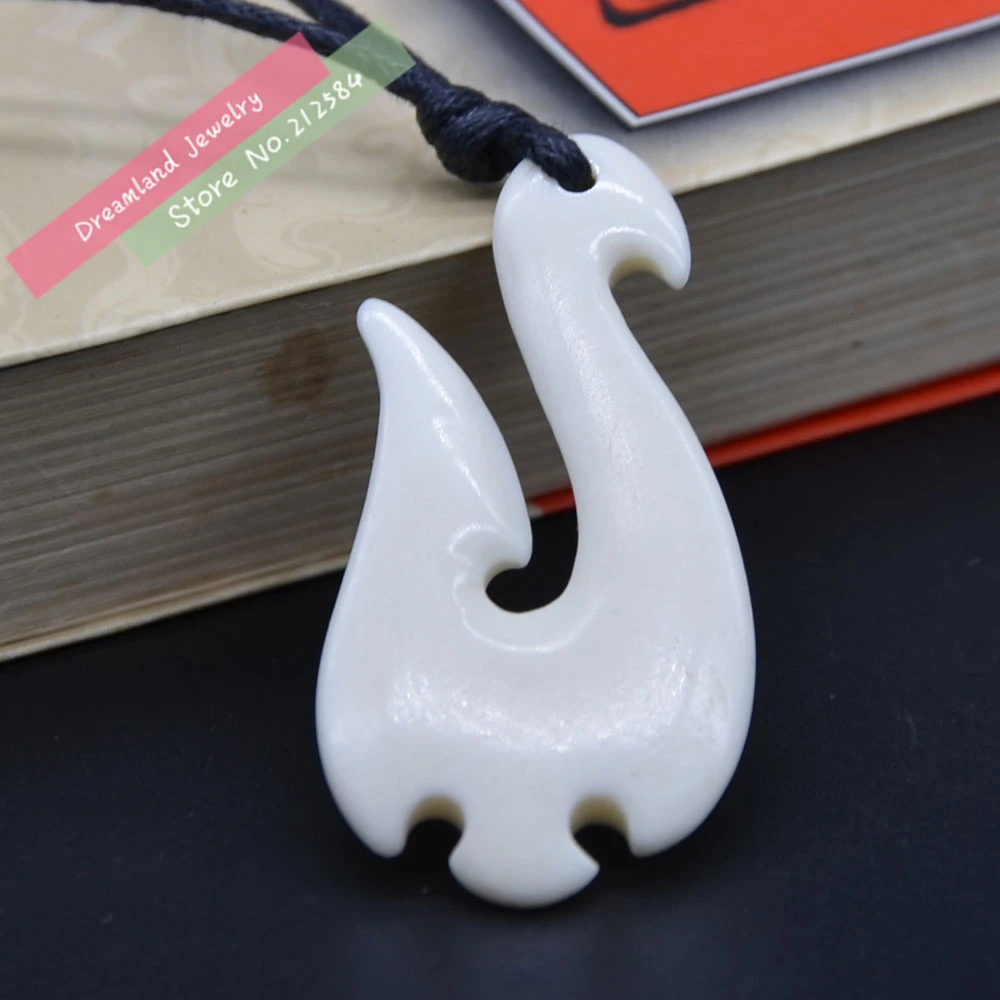 Бесплатная доставка 1 шт. Гавайская резная ручная работа бычья кость рыболовный