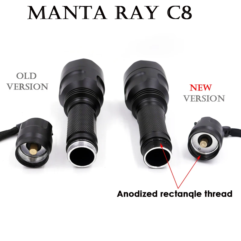 Manta Ray C8 Мощный тактический светодиодный фонарик CREE XP L HI V3 1A фонарь для охоты