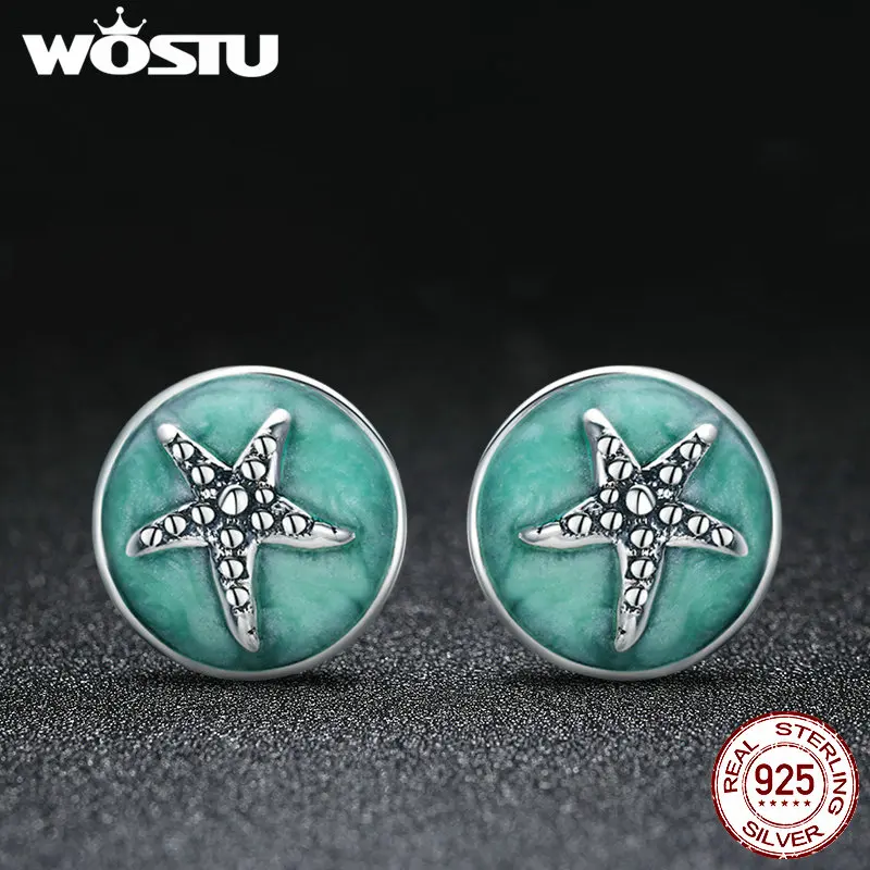 WOSTU Настоящее серебро 925 пробы фантазия Морская звезда круглые маленькие