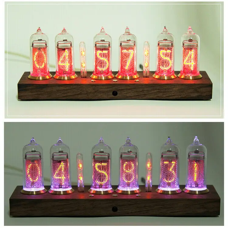 Nobsound винтажные 6х 14 дюймовые деревянные вакуумные часы Nixie с подсветкой
