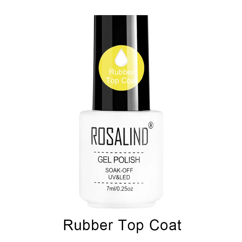 Rubber Top Coat ROSALIND верхнее Базовое покрытие Гель-лак УФ Блестящий герметик замачивающийся укрепляющий 7 мл стойкий лак для ногтей маникюрный гель лак праймер - Цвет: Rubber Top Coat