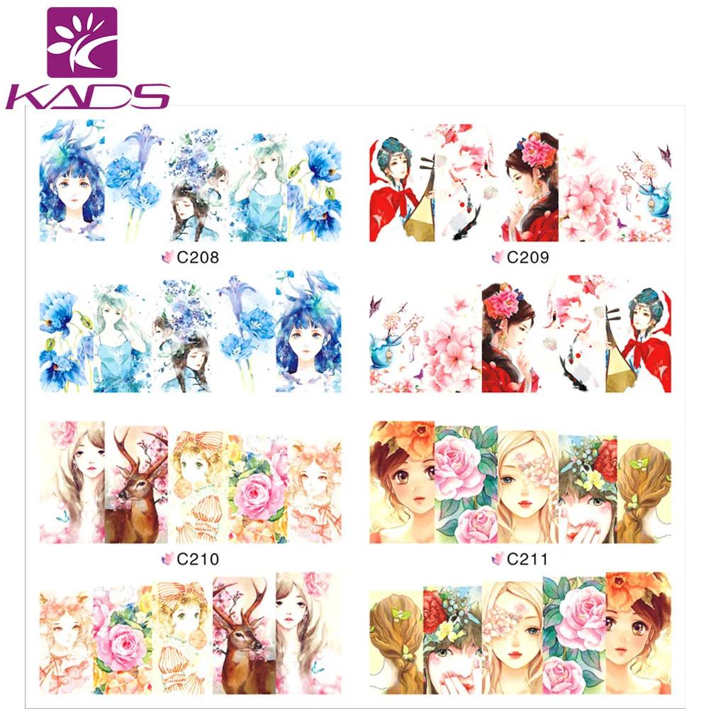 

50sheet/LOT Flower/ Butterfly / Girl / Fruit / Leopard design Nail tips nail sticker DECAL NAIL WATER STICKER DECAL for nail art