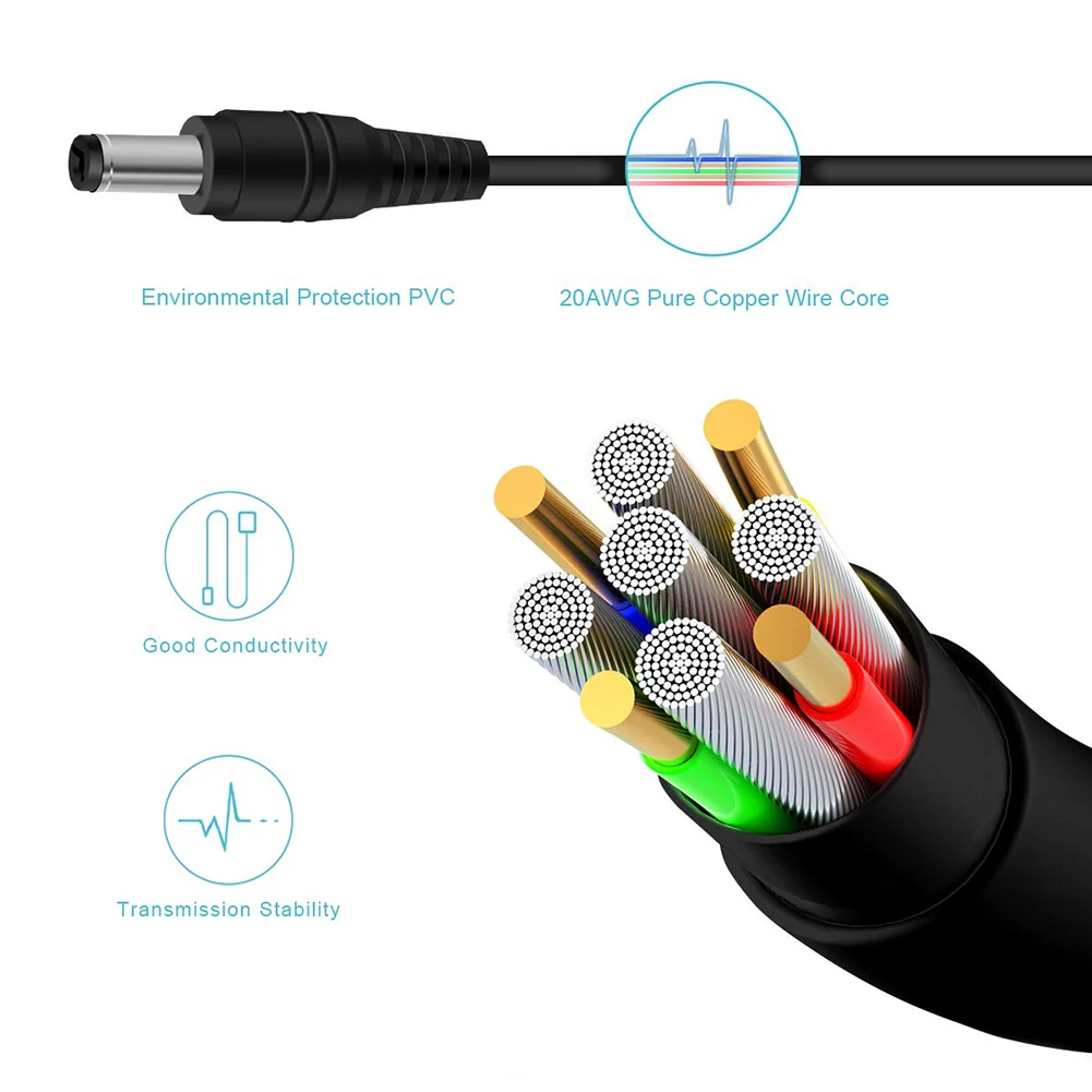 1/2/3/5/10M Male To Female Plug CCTV DC Power Cable Extension Cord Adapter Cords 5.5mmx2.1mm for Camera Power Extension Cords