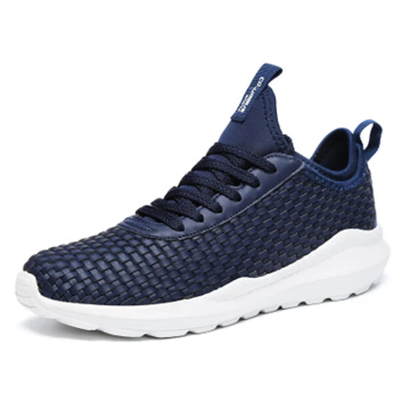 New 2019 breathable men's casual shoes woven fashion sports autumn spring large size 47 solid color promotion | Обувь