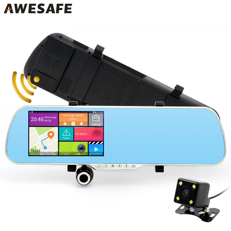 зеркало заднего вида с видеорегистратором и камера 5&quot IPS Android навигатор