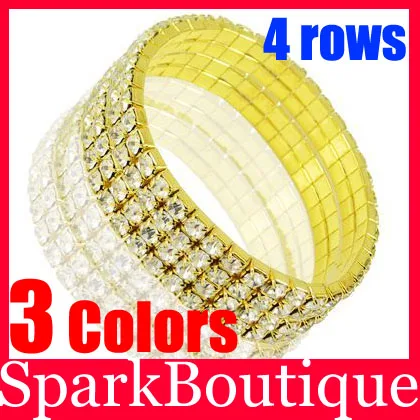 (Скидка 56% на оптовую продажу) 4 ряда Стразы браслет стальной цветной теннисные