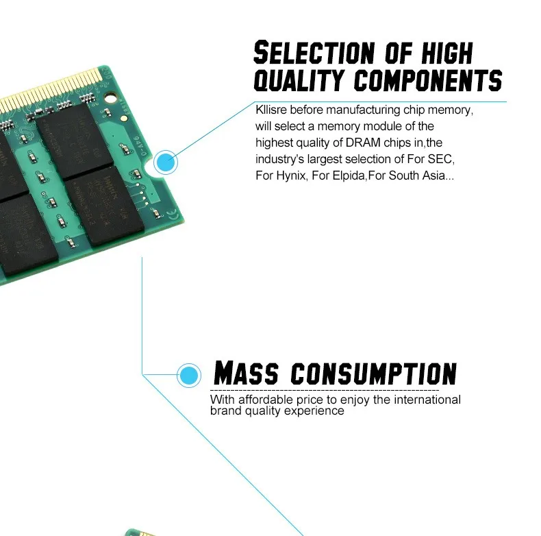 Kllisre 2 Гб DDR2 PC2-6400 800 МГц 200pin ноутбук память SO-DIMM ноутбук оперативная память