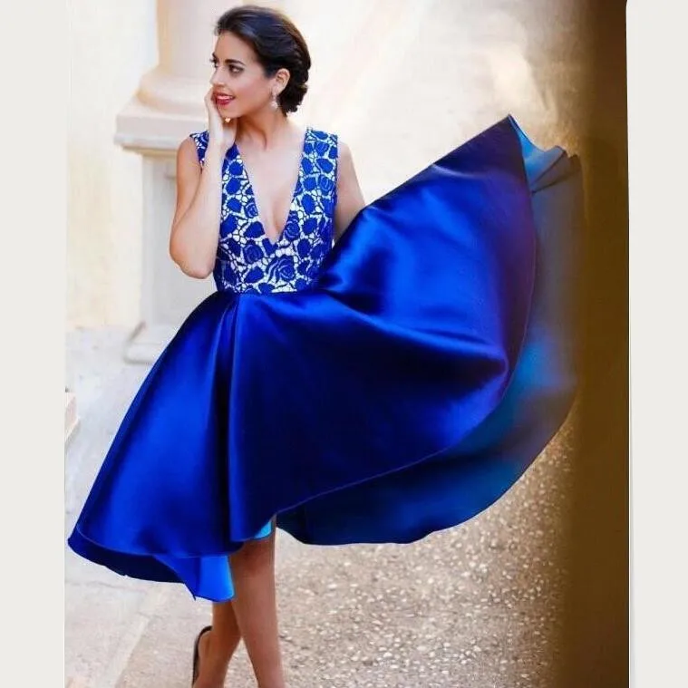 Королевское Синее Короткое платье для Homecoming коктейльное выпускного