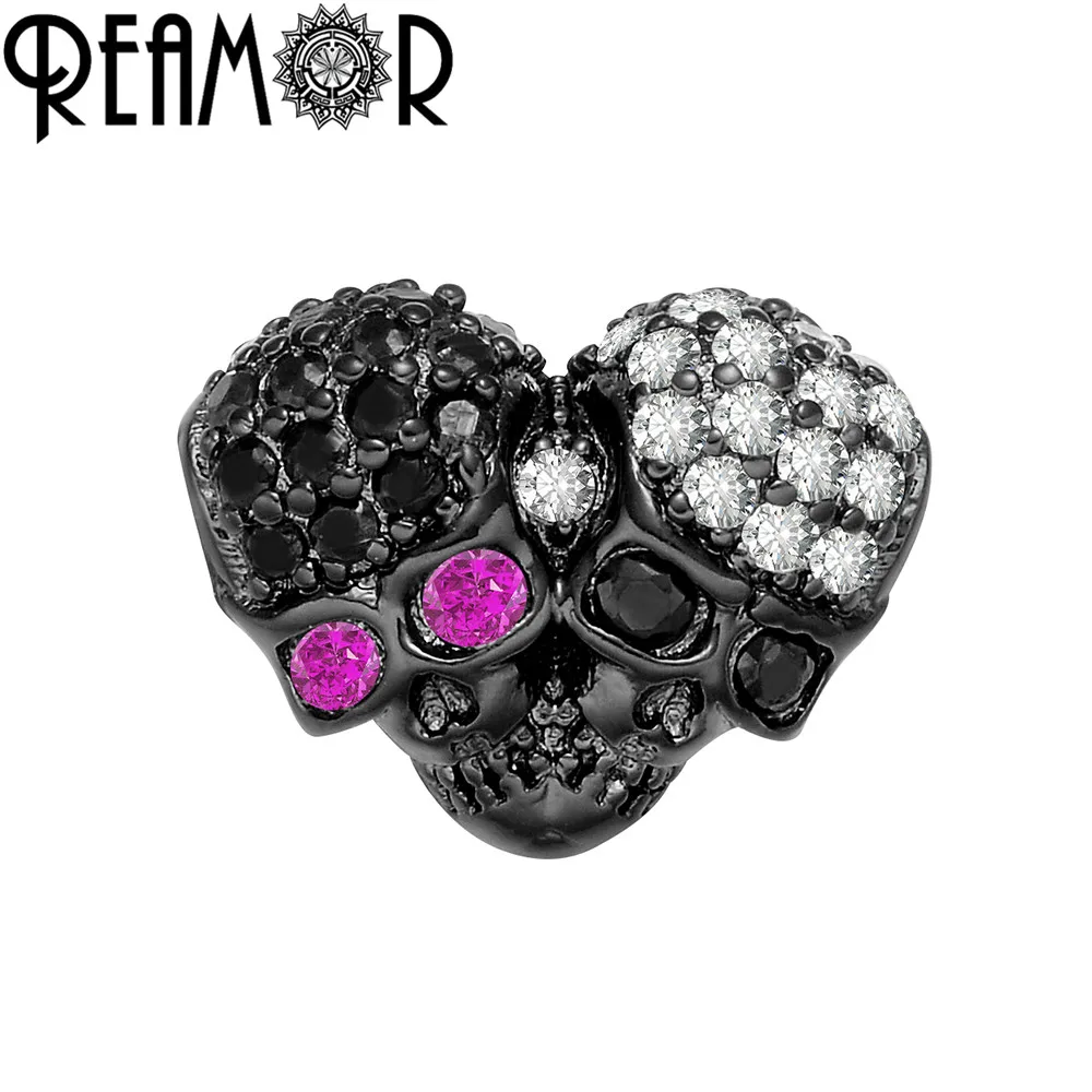 Медная подвеска бусина REAMOR Сделай Сам микро инкрустация Цирконий двойная голова