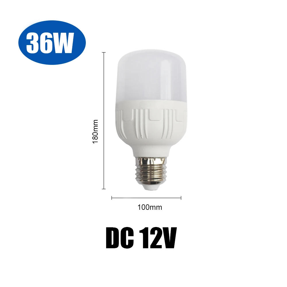 36W E27 DC12V Светодиодный лампочка E27 DC 12 В светодиодный светильник 3 Вт 5 Вт 7 Вт 9 Вт 12 Вт 15 Вт 36 Вт лампада 12 Вольт Светодиодный светильник с низким напряжением лампа светильник для кемпинга - Испускаемый цвет: 36W E27 DC12V