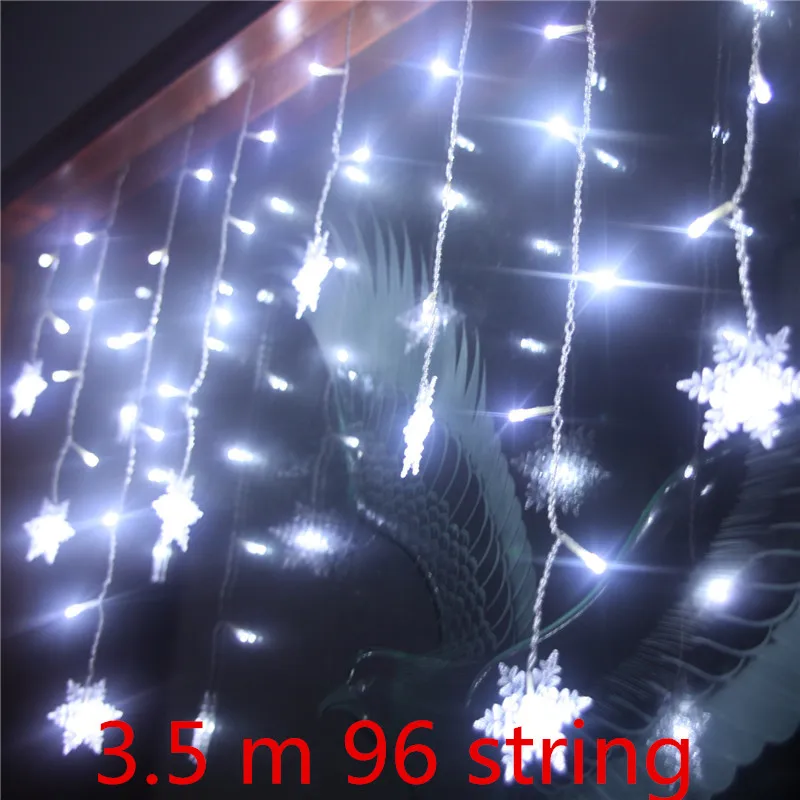 3.5m snow white Рождественские украшения для дома Navidad год Звезда Луна Снежинка светодиодные занавески гирлянды натальные рождественские гирлянды. Q - Цвет: 3.5m snow white