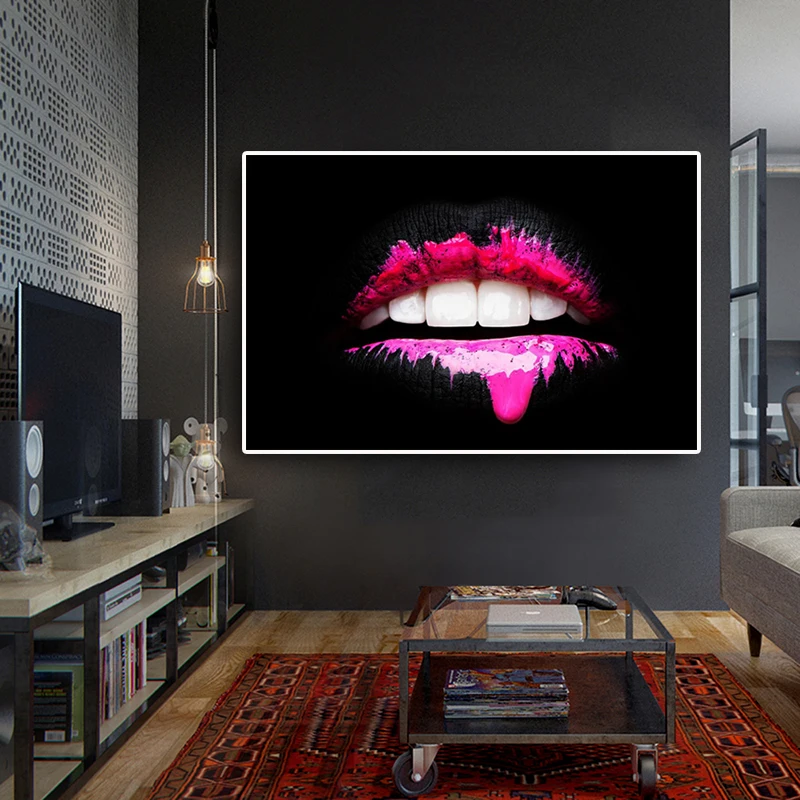 Постеры и принты в скандинавском стиле с изображением сексуальных красных губ