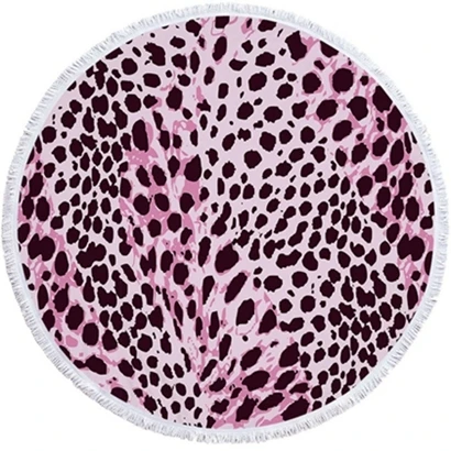 Beach towel18 Круглое пляжное полотенце с рисунком леопарда и тигра с кисточками из микрофибры 150 см, летний коврик для плавания и пикника, гобелен, одеяло для путешествий - Цвет: Beach towel18