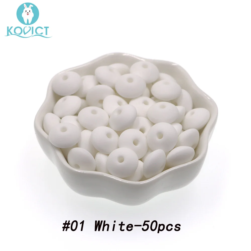 NO.1 50pcs Kovict 50 шт./лот Детские чечевицы, силиконовые бусины, чечевица, 12 мм, детский прорезыватель, сделай сам, пустышка, зажим на цепочке - Цвет: NO.1 50pcs