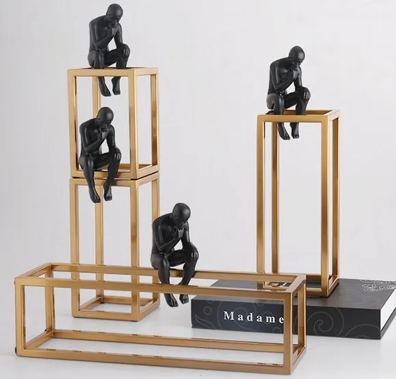 Thinking Rodin скульптура постмодерн Thinker маленькие черные статуэтки металлическая