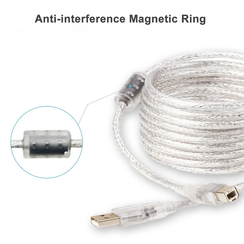 IMODO 1/3/5/10 м USB кабель для принтера прозрачный Type A Male to B сканер 2 0 печати Canon Epson HP
