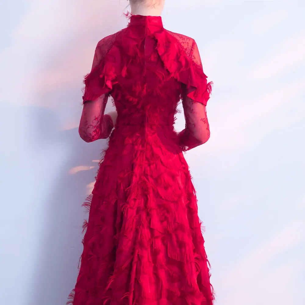 FADISTEE, Новое поступление, сексуальные вечерние платья, Vestido de Festa, длинные рукава, платье для выпускного вечера, Robe De Soiree, кружевные перья