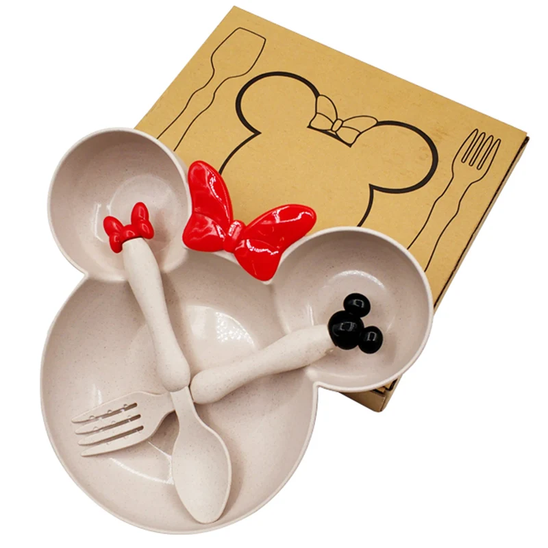 Beige(with box) 3 шт./компл. Детские Еда хранения посуда Дети Ясельного возраста милые однотонные блюда с героями мультфильмов дети для тарелочной чаши eco-friendly Детские тренировочные столовые приборы - Цвет: Beige(with box)