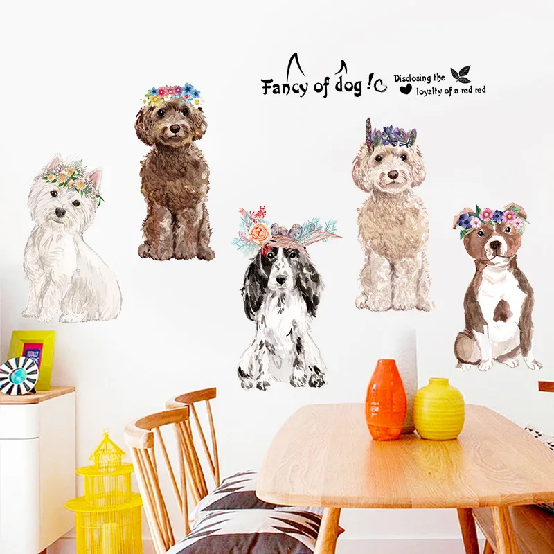 

60*115cm Lovely Dog Wall Sticker Creative Animal Posters and Prints for Living Room Bedroom Wall Art