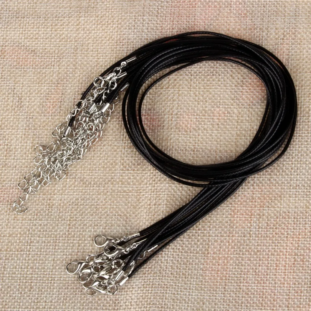 Hot Sale 10 Pcs/Lot DIY Real Leather Chains Pendant Necklace Rope Charms Findings Lobster Clasp String Cord 1.5 Mm Black | Украшения и