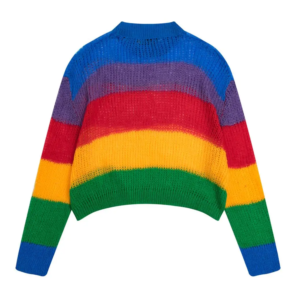 Autumn Winter New Ladies Pullover Sweater Colourful Thin Knitted Tops Loose Short Woolen Sweaters Fashion Women Streetwear | Женская