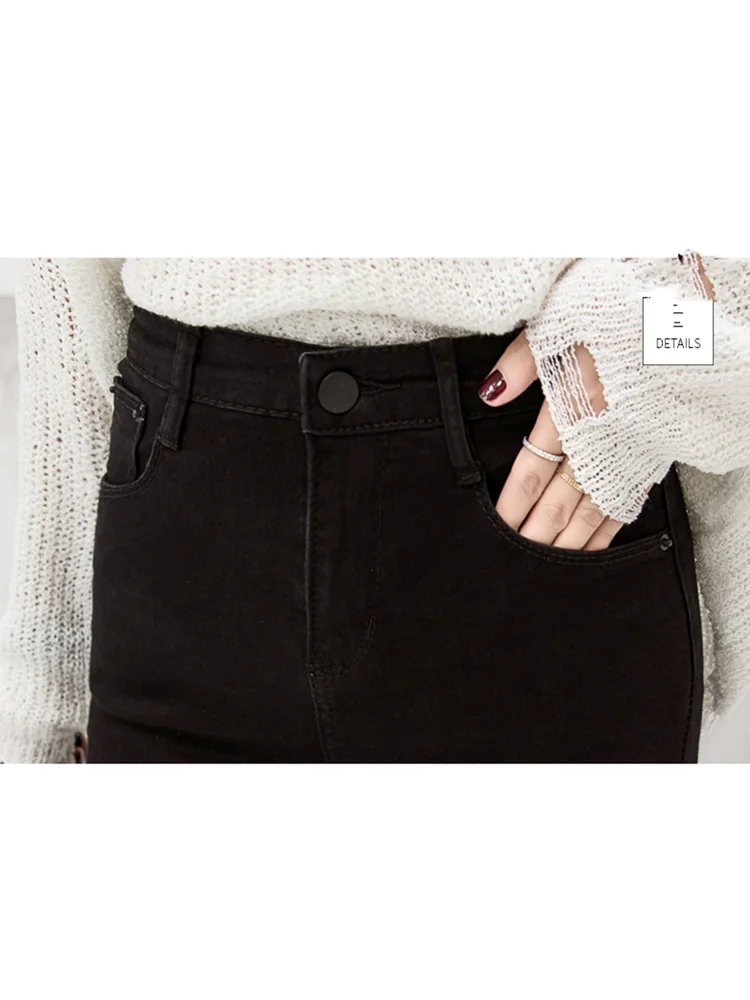 JUJULAND Ripped Skinny Denim Jeans Summer Women Casual Button Fly High Waist New Style Trousers Female Plain Fashion | Женская одежда