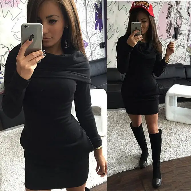 Зима осень женщины одеваются старинные элегантный спорт платья сексуальные