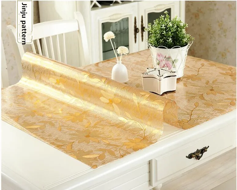 Jinju pattern Beibehang высокого класса ПВХ мягкая стеклянная Скатерть Прозрачный матовый водонепроницаемый Настольный коврик Хрустальный мягкий 1,5 мм толстый нескользящий коврик - Цвет: Jinju pattern