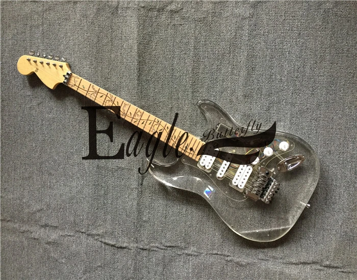 

Eagle. Butterfly custom shop,Transparent Acrylic ST22 Tree of Life fingerboard inlaid with electric guitar in stock.