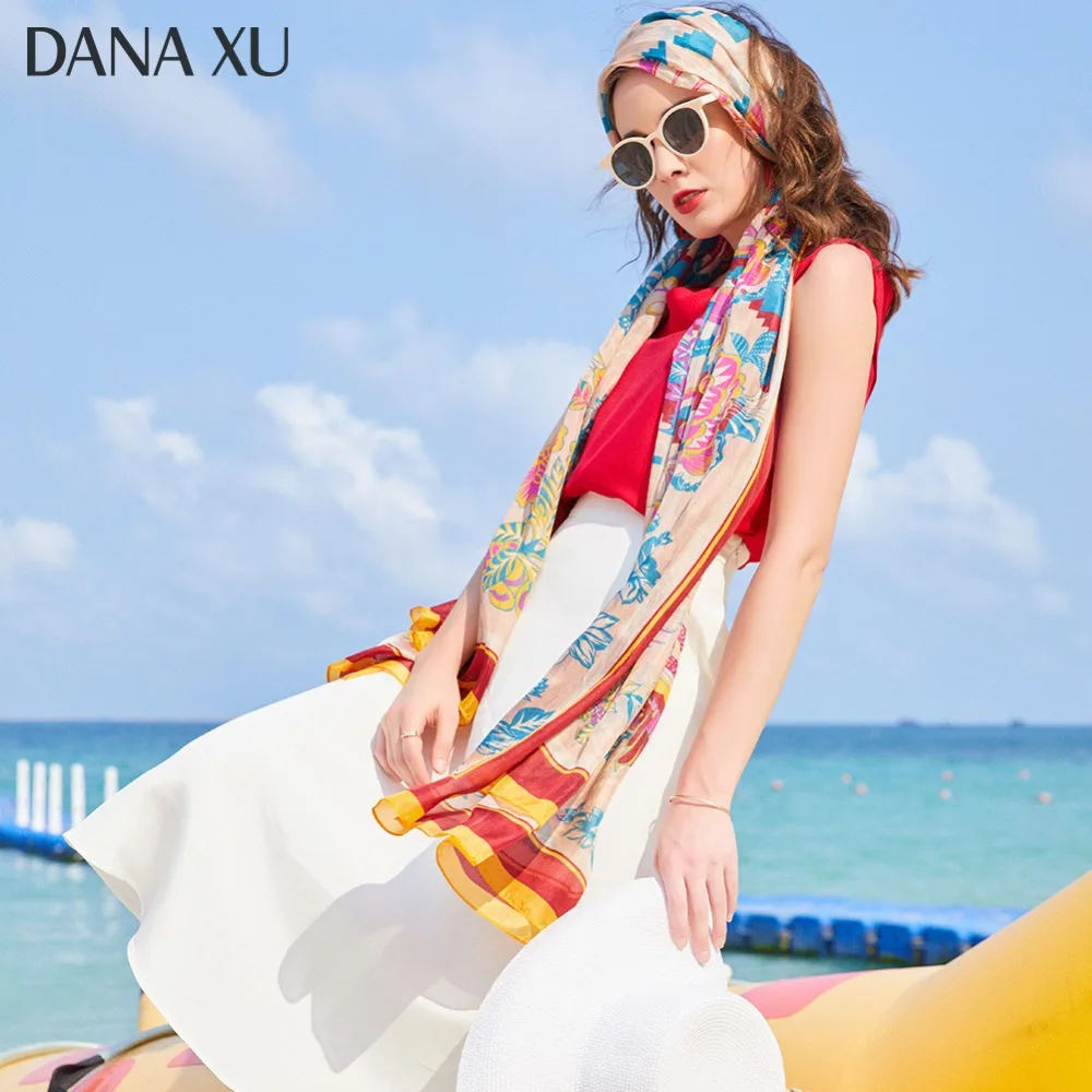 Женский длинный шелковый шарф Moda Mujer роскошный брендовый пляжный палантин