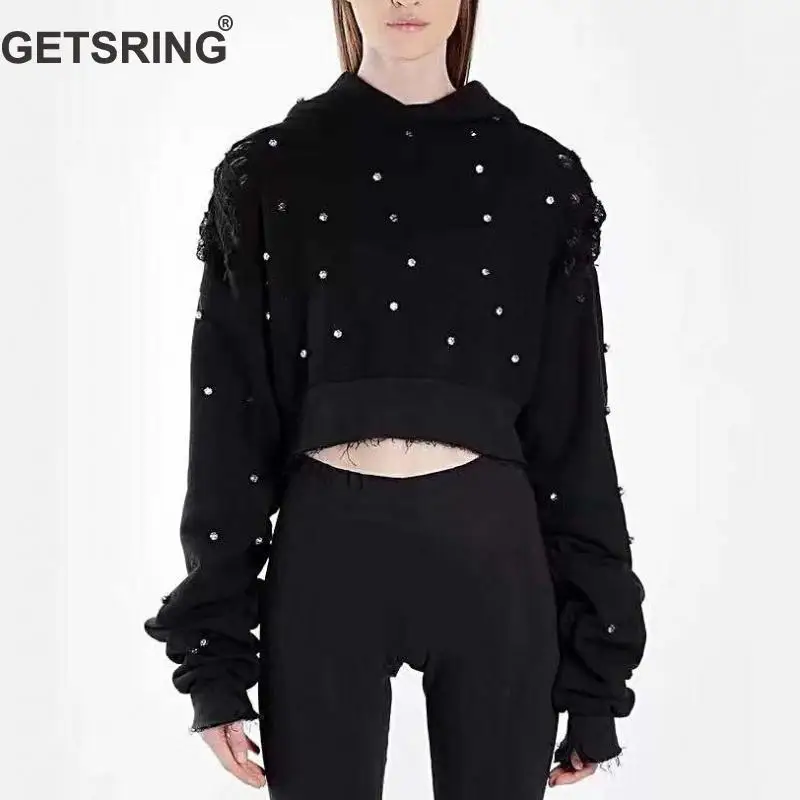 GETSRING Женская толстовка с длинным рукавом Хлопковые женские свитшоты капюшоном