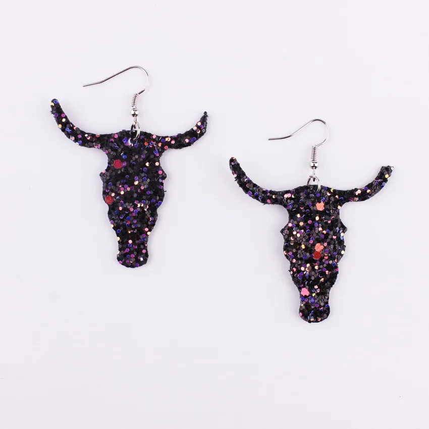 Блестящие висячие серьги из кожи с рогами для женщин 10 цветов на выбор | Украшения