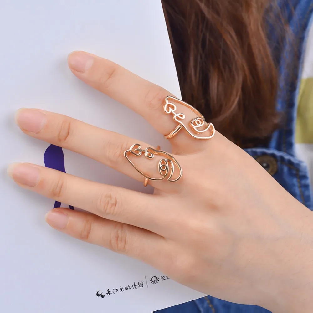 2 шт./пара новые этнические металлические полые человеческое лицо кольца для