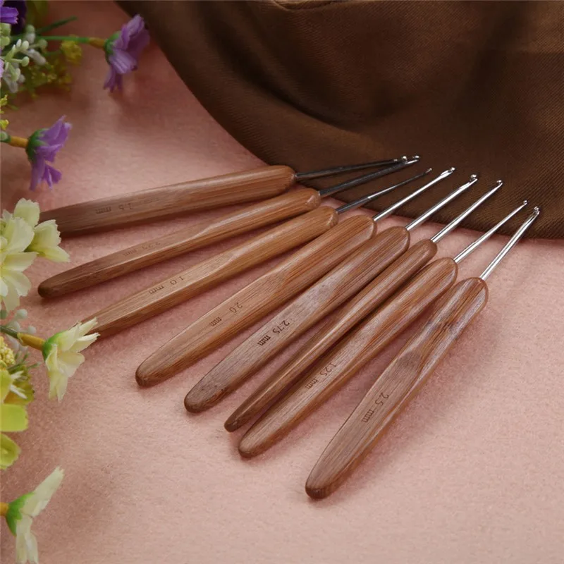 2017 новейшие 20 шт бамбуковые крючки для вязания крючком набор спиц с чехлом|bamboo