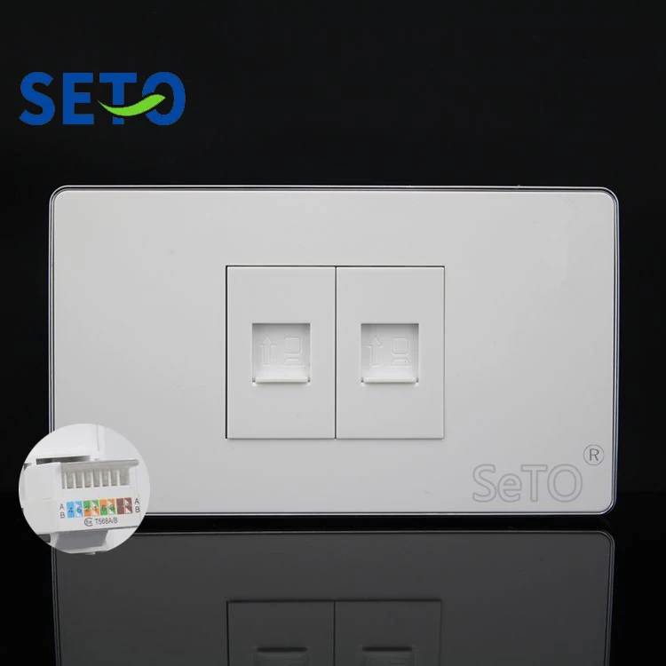 SeTo 120 тип 2 порта сеть Ethernet LAN Cat5e RJ45 панель настенная гнездо трапецевидная Лицевая