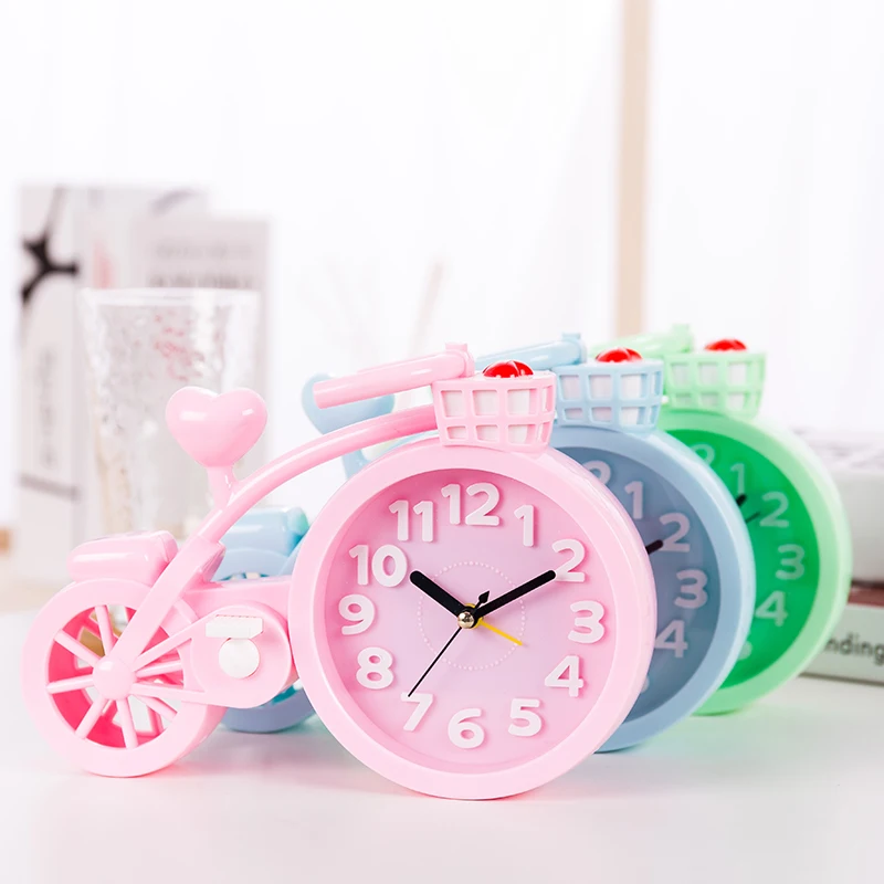 

Children's Toys bicycle alarm clock cartoon clock creative kid alarm Adeeing Bedroom Desk Glamorous Home Stand Clock Quartz