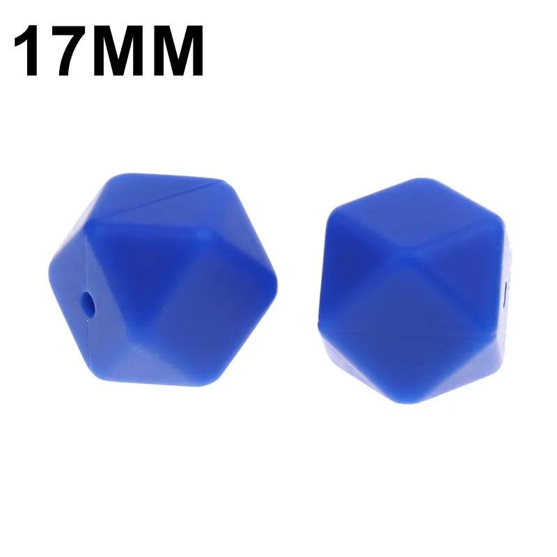 34 Navy Blue Fkisbox 17 мм шестигранник 100 шт силиконовый детский Прорезыватель для зубов, бусы без бисфенола для новорожденных, жевательные прорезыватели для зубов, ожерелье, ювелирные изделия для младенцев, сделай сам, подарок для душа - Цвет: 34 Navy Blue