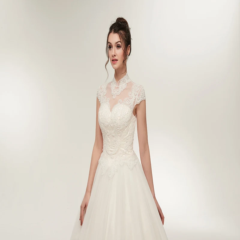 Forevergracedress Cap Sleeves Wedding Dresses 2019 A Line Lace Up Back Formal Bride Bridal Gowns Plus Size Custom Made | Свадьбы и