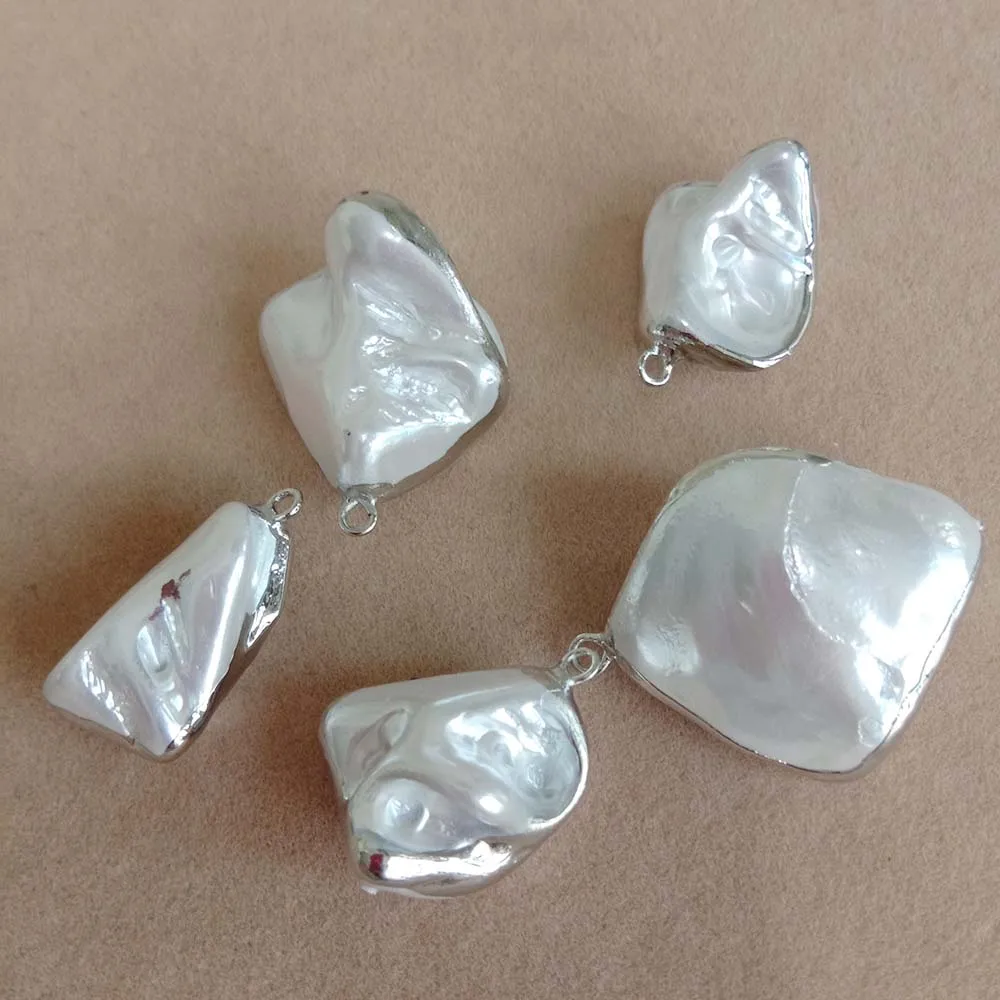 

5 PCS /LOT 100% freshwater loose pearl with big baroque shape,pendant with 1 hanger ,DIY PEARL BEADS-15-28 mm treated colors