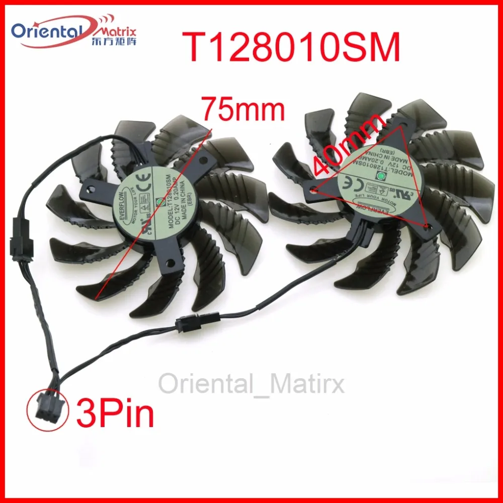 Бесплатная доставка T128010SM 12V 0.20A 75 мм вентилятор 40*40*40 3Pin 2Pin для Gigabyte GTX960 GV N960OC 2GD