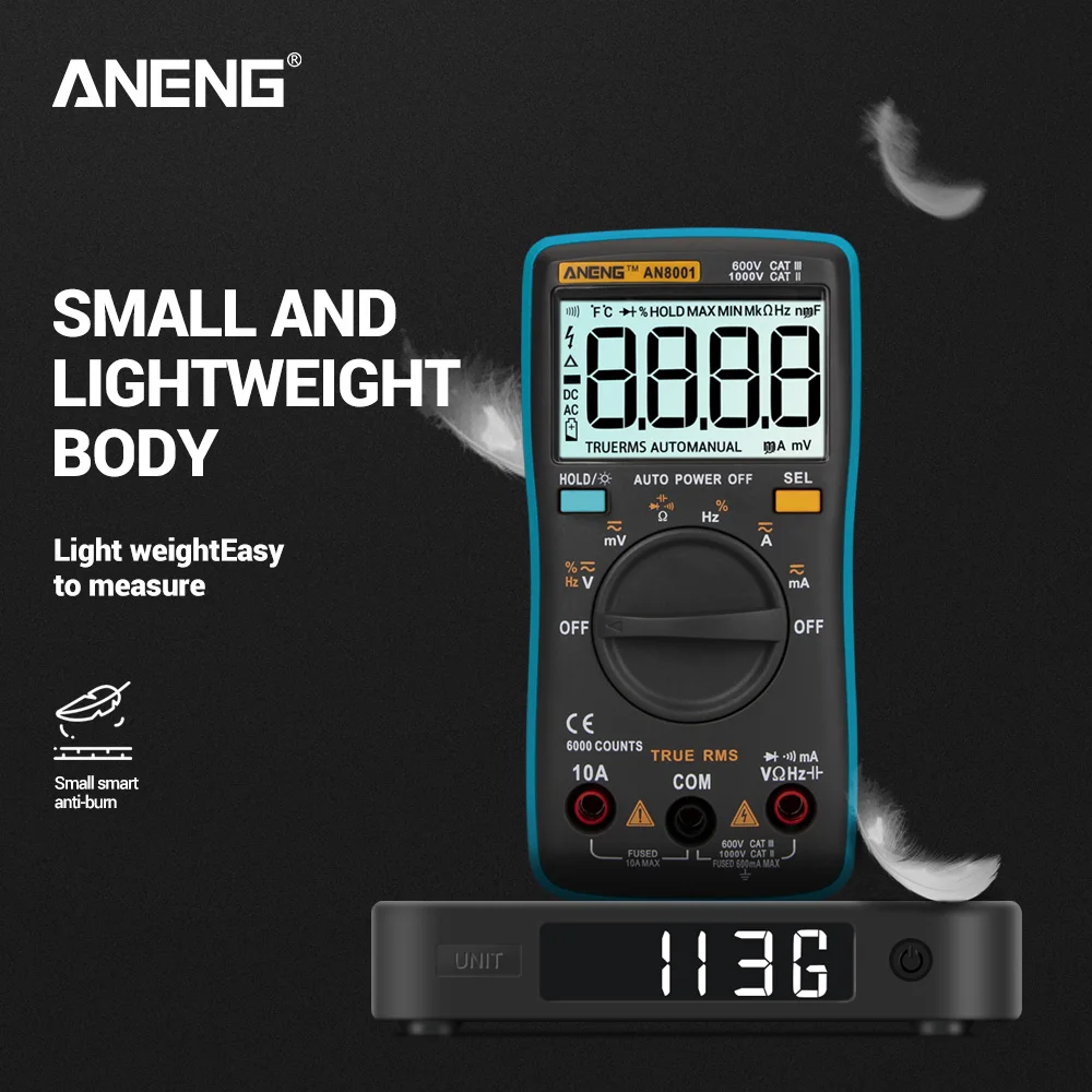 ANENG AN8001 True-RMS мультиметр цифровой multimeter транзистор тестер esr мультиметр digital multimeter провода для мультиметра указатель напряжения transistor capacitor tester dc dc мультитерка ZT102/RM102