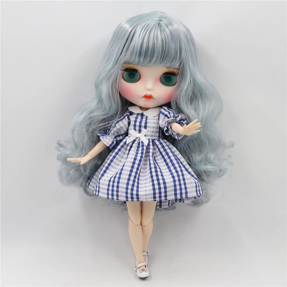 Кукла Blyth ICY DBS с белыми кожаными суставами серые смешанные озерными голубыми