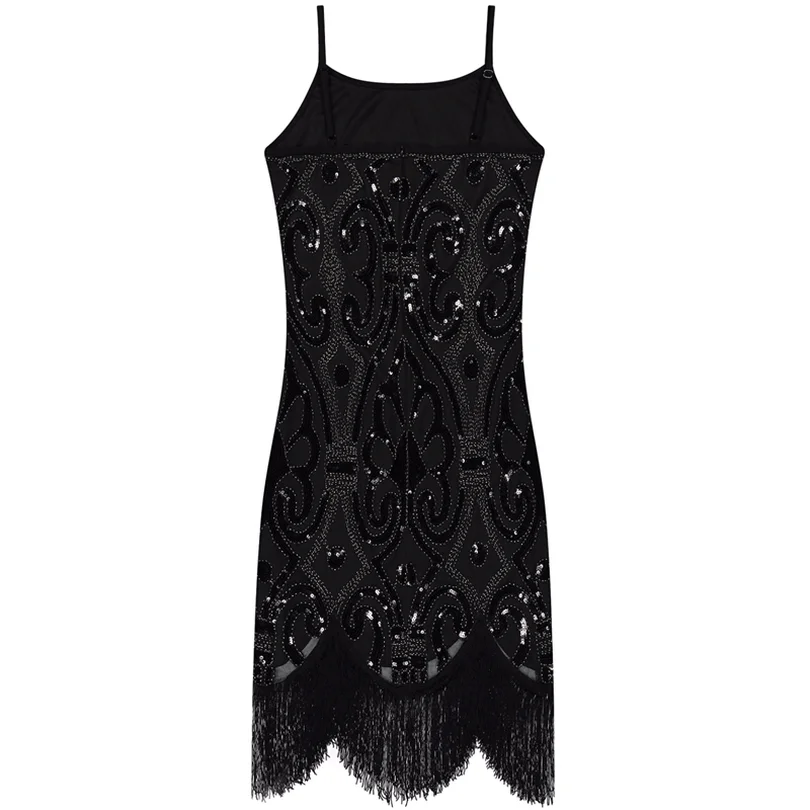 Пикантные черные сапоги блесток бахромой Cami Dress Винтаж Пейсли бисером рукавов