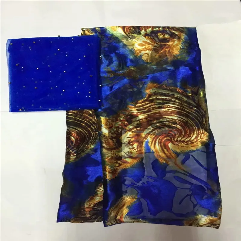 High quality silk fabric for lady dress embroidered george silk fabric African metallic silk fabric 114cm/8mm 5 yards lxe111583 - Цвет: same as picture3