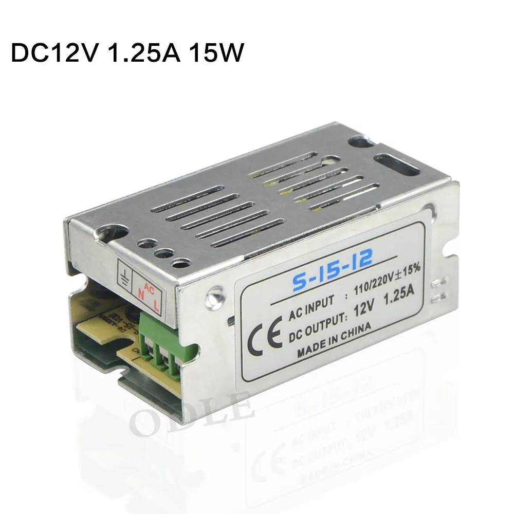 Бесплатная доставка AC100 240V до 12 В DC 1.25A 15 Вт Универсальный Регулируемый