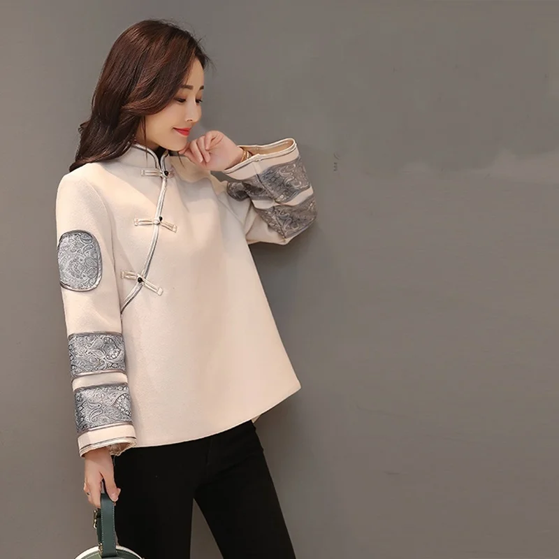Китайские Топы Cheongsam для женщин, пальто зима, Осенний новогодний костюм, китайская модная одежда, одежда Шанхай Тан TA1602
