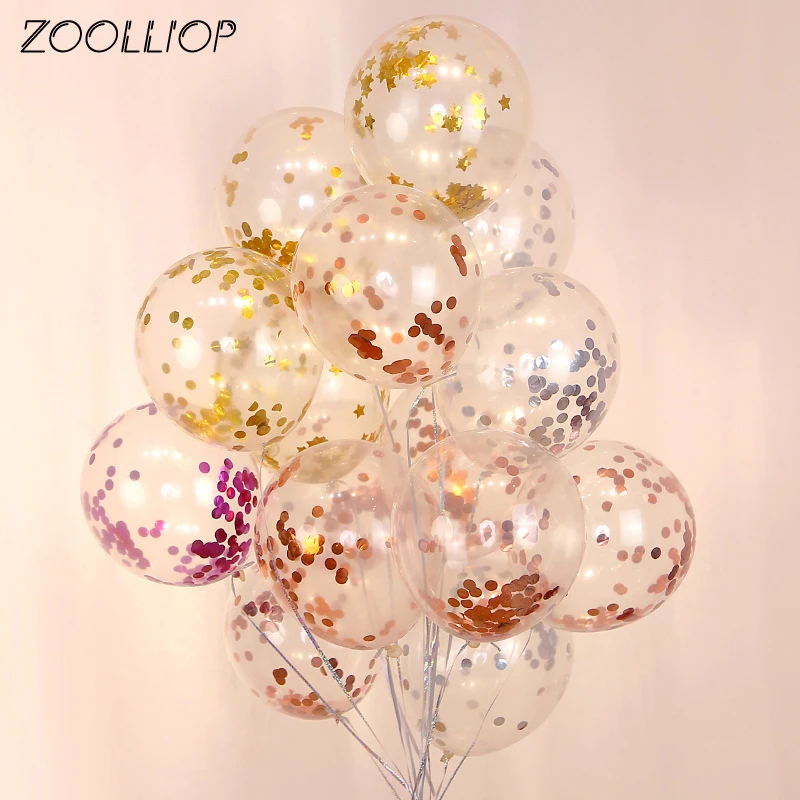 6 шт./лот прозрачные воздушные шары Золотая Звезда конфетти с днем рождения