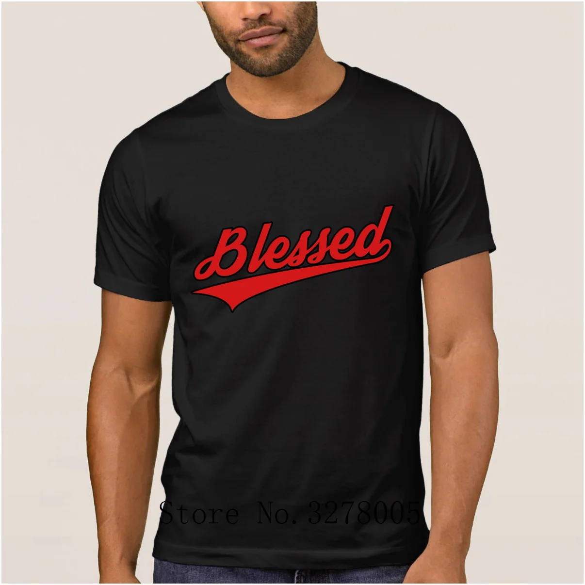 Мужская футболка с круглым вырезом La Maxpa Повседневная надписью Blessed Outline | одежда