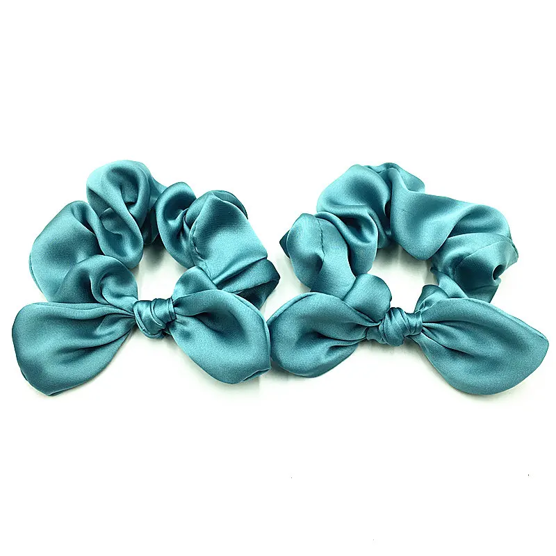 Bonnie Blue 1 шт., 6 цветов, сатиновые резинки для волос,, резинка для волос с хвостиком, эластичная лента для волос, шелковые резинки с кроличьими ушками, головные уборы, аксессуары для волос - Цвет: Bonnie Blue