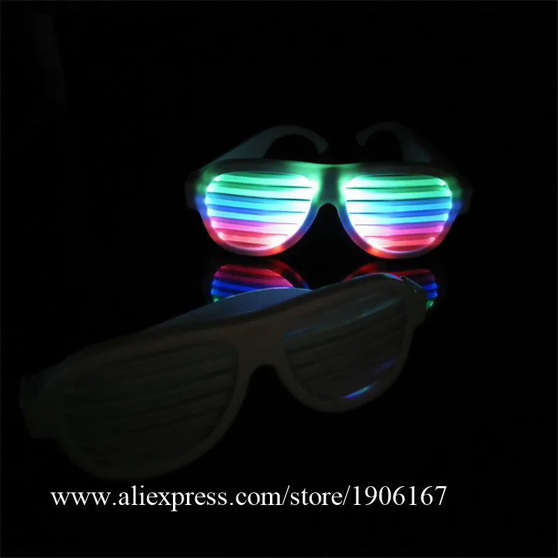 Цветные светодиодные светящиеся очки RGB для вечеринки мигающие с голосовым